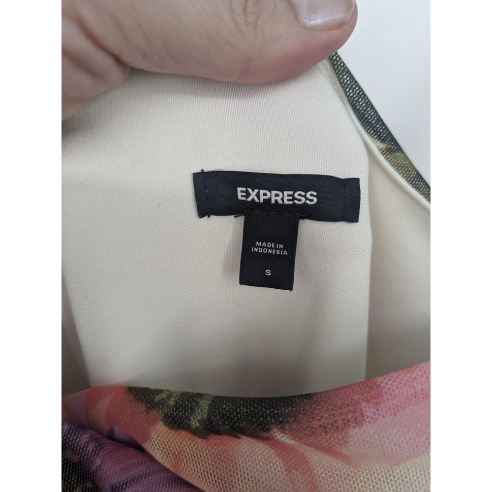 Express Dress Womens‎ Small Floral Maxi Bodycon Ruched Mesh Gown Homecoming - Picture 5 of 8